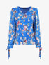 Top col V imprimé fleuri - Bleu - 5