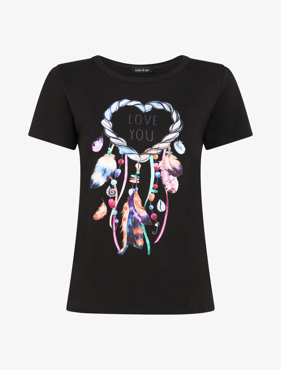 T-shirt à motif dreamcatcher - Noir - 1