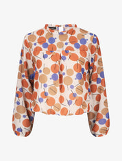 Blouse en voile imprimé rétro - Beige - 5