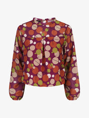 Blouse en voile imprimé rétro - Mauve - 5