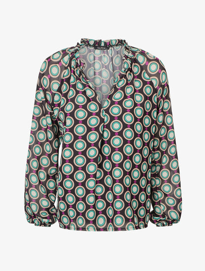 Blouse vaporeuse à imprimé vintage - Noir - 1