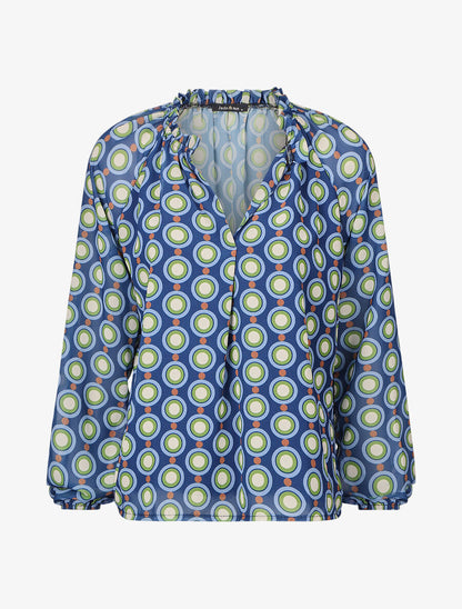 Blouse vaporeuse à imprimé vintage - Marine - 1