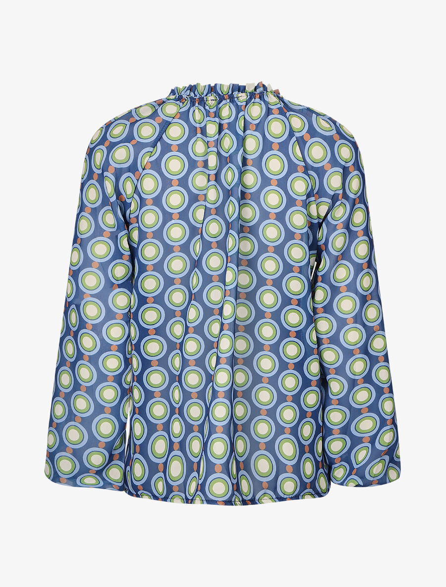 Blouse vaporeuse à imprimé vintage - Marine - 2