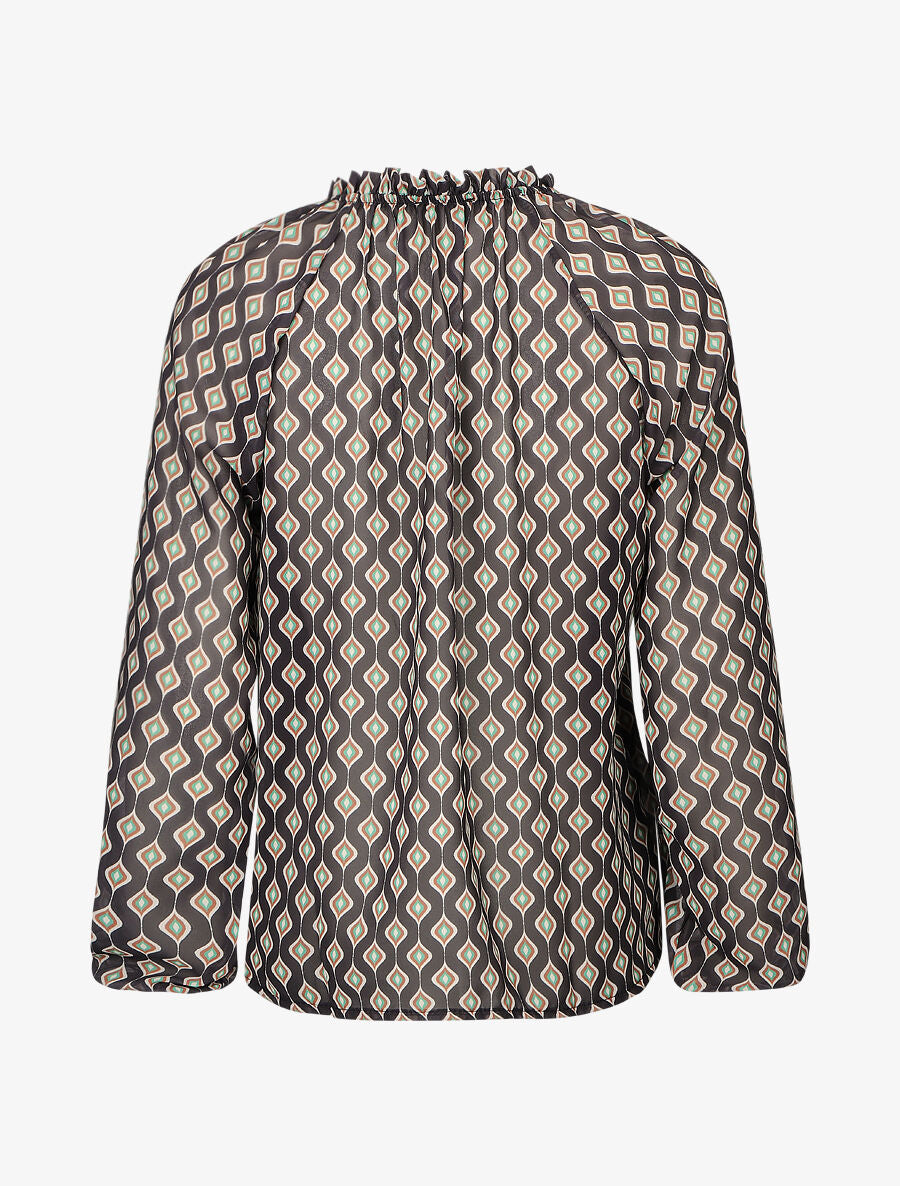 Blouse vaporeuse à imprimé rétro - Noir - 2