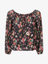 Blouse imprimé fleuri à manches transparentes - Noir - 1