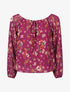 Blouse imprimé fleuri à manches transparentes - Mauve - 1
