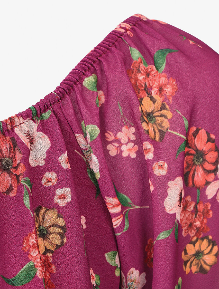 Blouse imprimé fleuri à manches transparentes - Mauve - 3