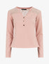 Blouse unie à dentelle - Rose - 1
