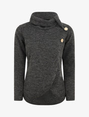 Pull droit boutonné à col roulé - Noir - 1