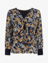 Blouse ample fleuri col zippé - Marine - 1