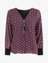 Blouse ample imprimé mosaïque fleurie à col zippé - Violet - 1