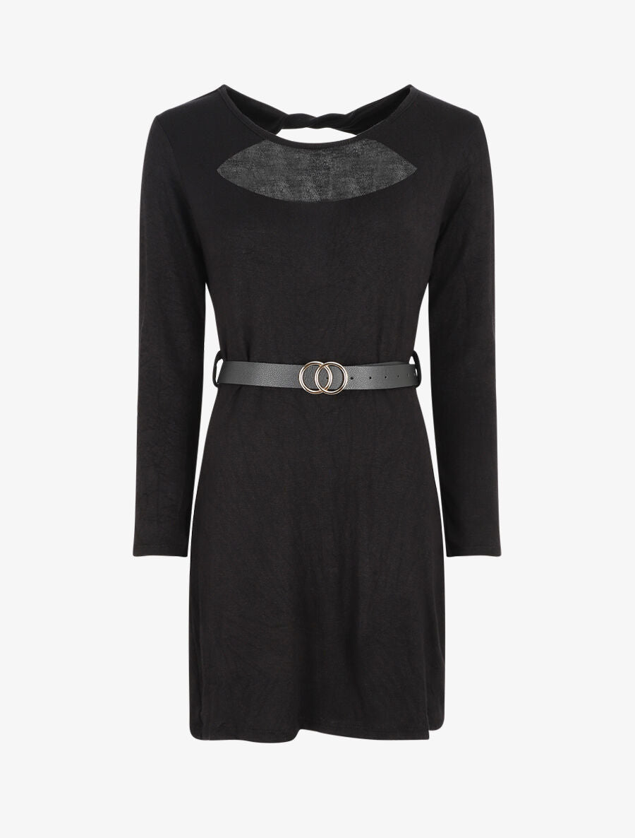 Robe pull courte à dos ajouré - Noir - 4