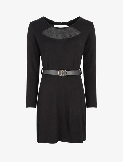 Robe pull courte à dos ajouré - Noir - 4