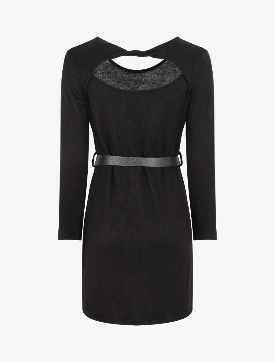 Robe pull courte à dos ajouré - Noir - 2
