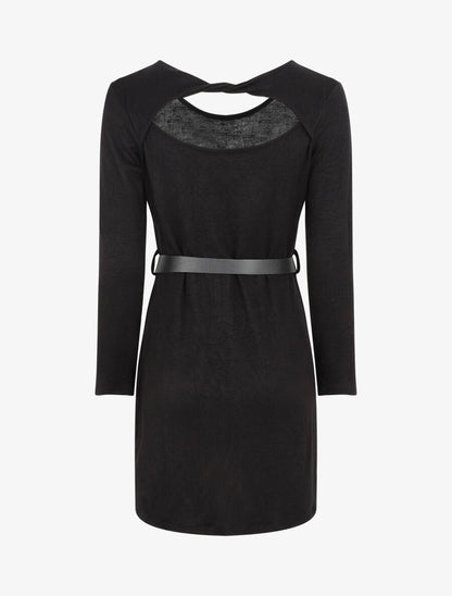 Robe pull courte à dos ajouré - Noir - 2