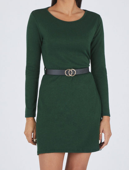 Robe pull courte à dos ajouré - Vert foncé - 4