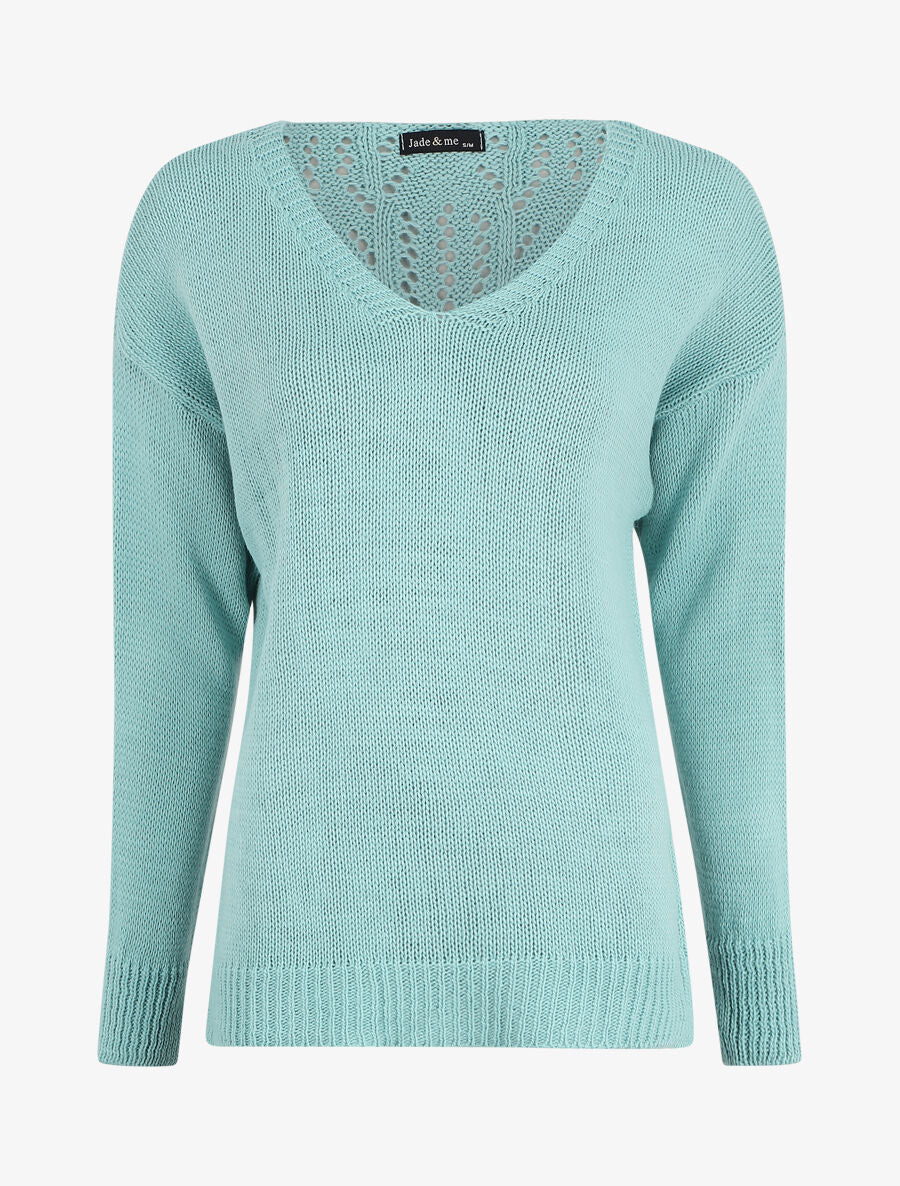 Pull droit dos stylisé - Bleu clair - 5