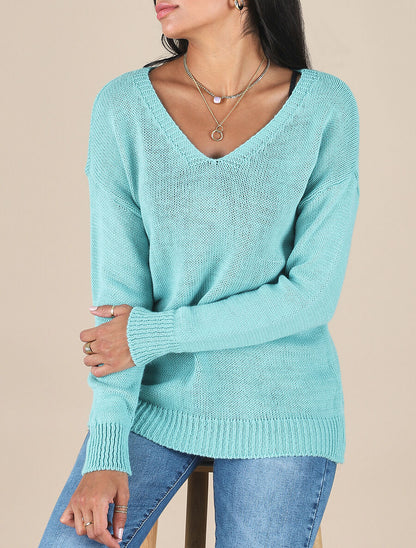 Pull droit dos stylisé - Bleu clair - 1