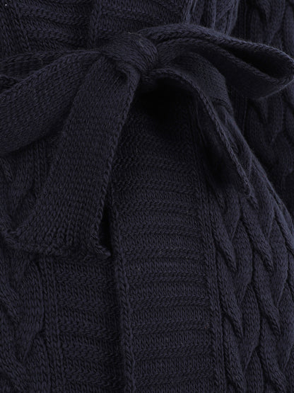Gilet mi-long ouvert à col châle - Bleu nuit - 3