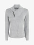Pull fin à col V fantaisie zippé - Gris - 1