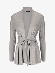 Gilet mi-long uni et ceinturé - Gris - 1