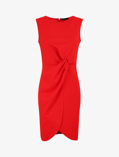 Robe coupe droite effet drapé - Rouge - 5