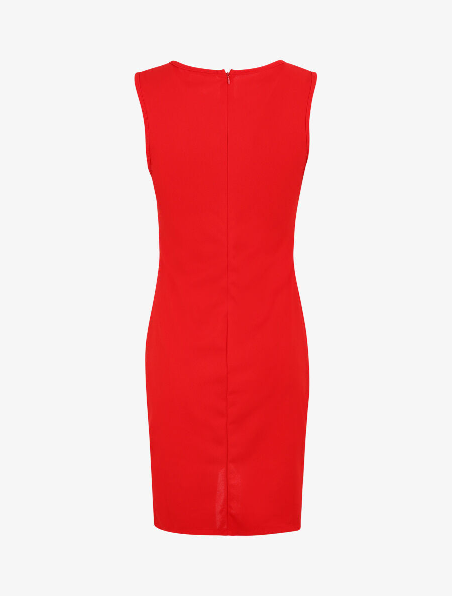 Robe coupe droite effet drapé - Rouge - 2