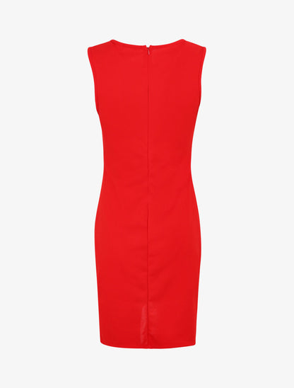 Robe coupe droite effet drapé - Rouge - 2