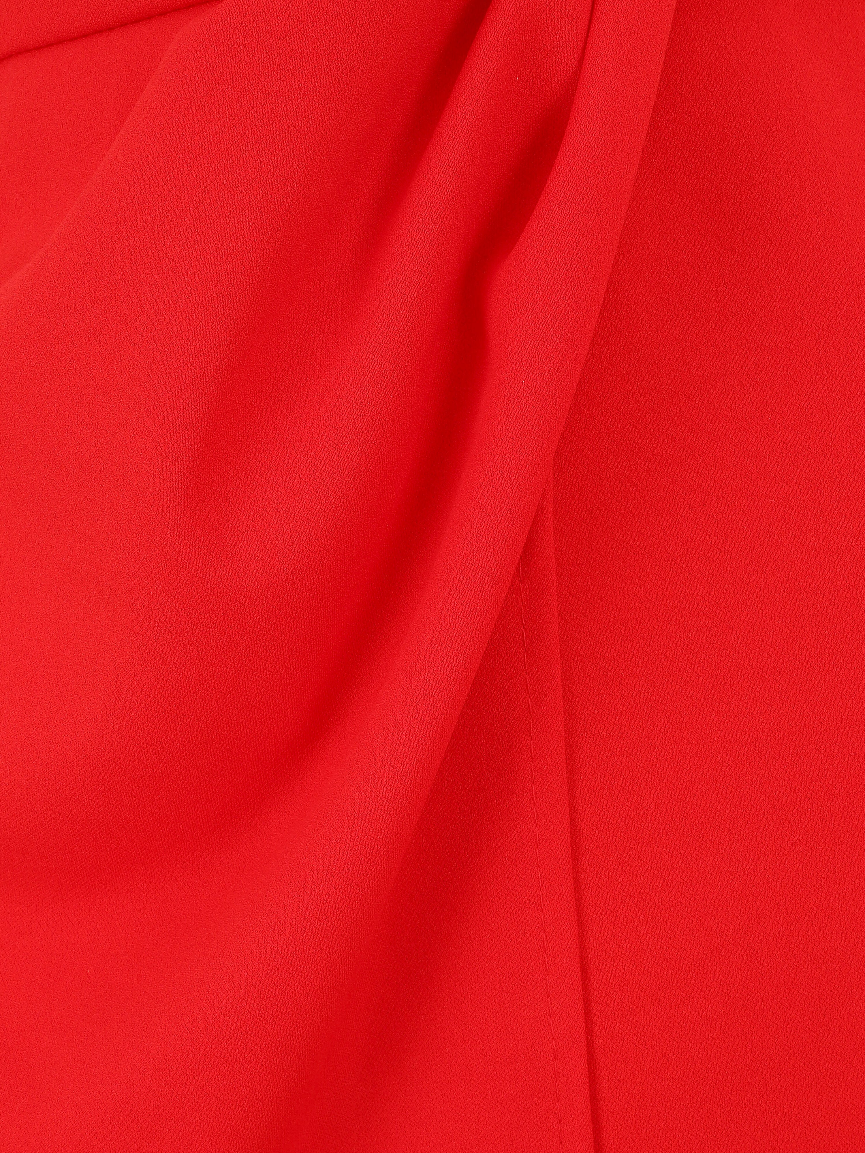 Robe coupe droite effet drapé - Rouge - 3