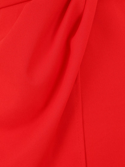Robe coupe droite effet drapé - Rouge - 3
