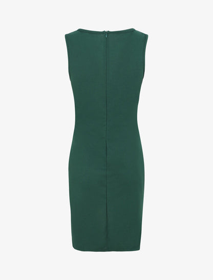 Robe coupe droite effet drapé - Vert sapin - 2