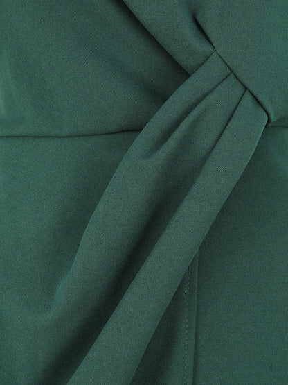 Robe coupe droite effet drapé - Vert sapin - 3