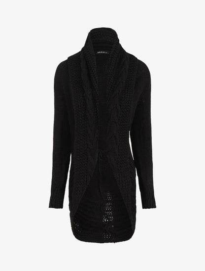 Gilet ample à col châle - Noir - 1