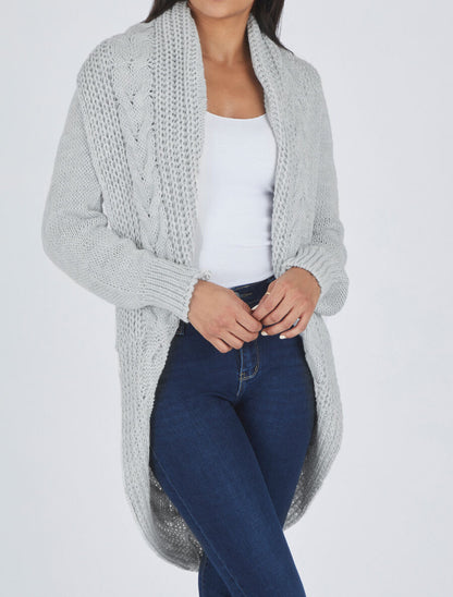 Gilet ample à col châle - Gris clair - 4
