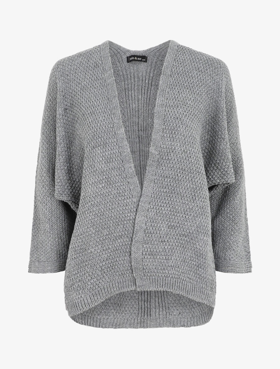 Gilet mi-long ouvert uni - Gris - 1