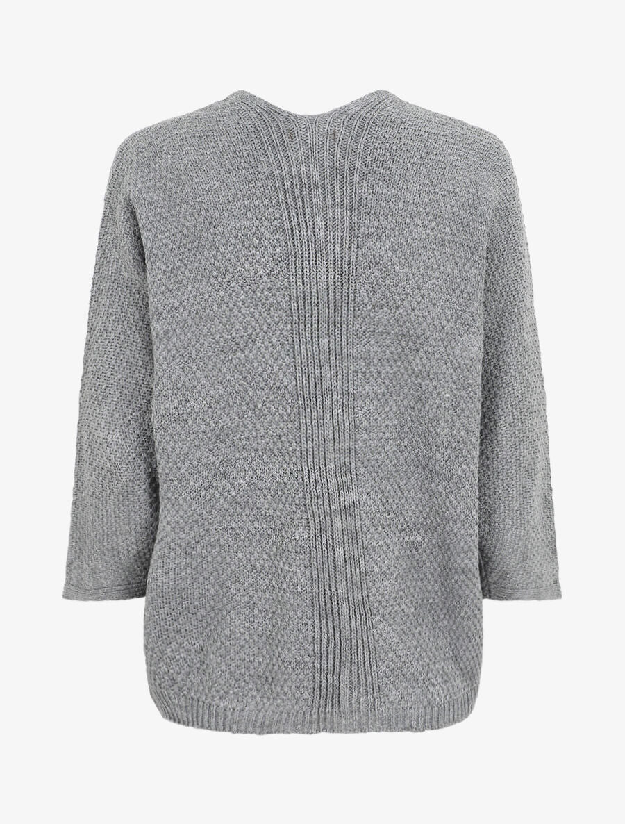 Gilet mi-long ouvert uni - Gris - 2