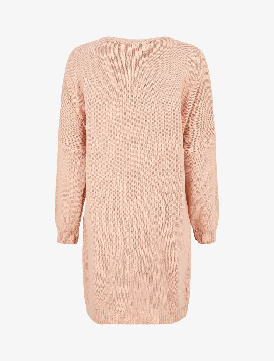 Gilet long ouvert à manches chauve-souris - Rose - 2