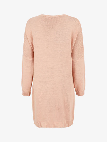 Gilet long ouvert à manches chauve-souris - Rose - 2
