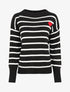 Pull rayé à coeur - Noir - 1