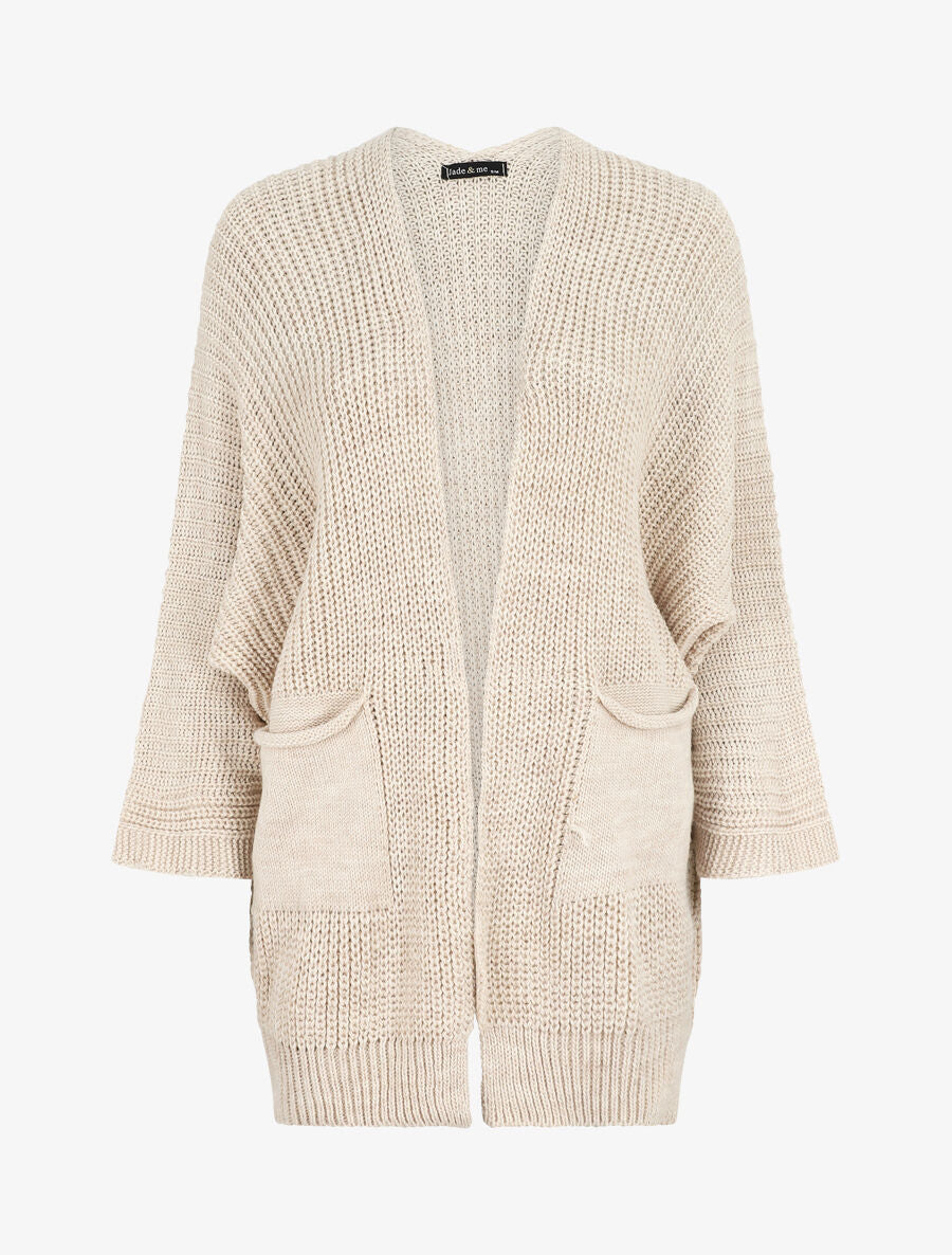 Gilet mi-long ample - Beige - 1
