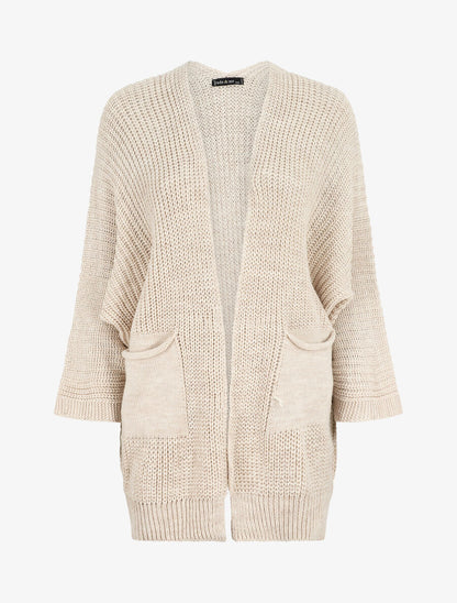 Gilet mi-long ample - Beige - 1
