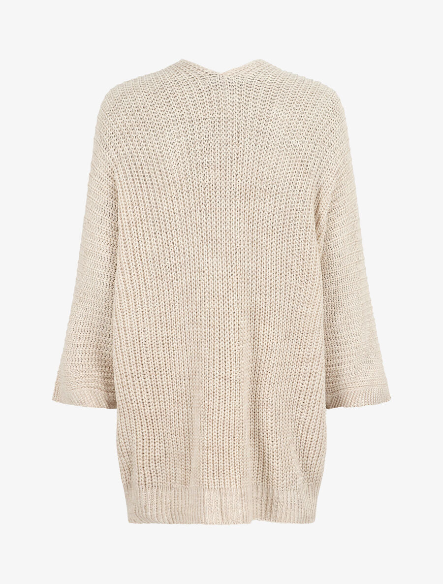 Gilet mi-long ample - Beige - 2