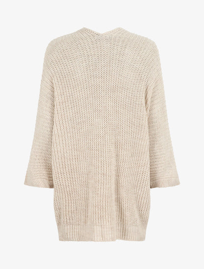 Gilet mi-long ample - Beige - 2