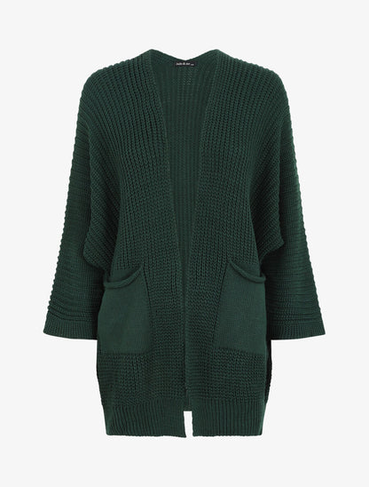 Gilet mi-long ample - Vert sapin - 1