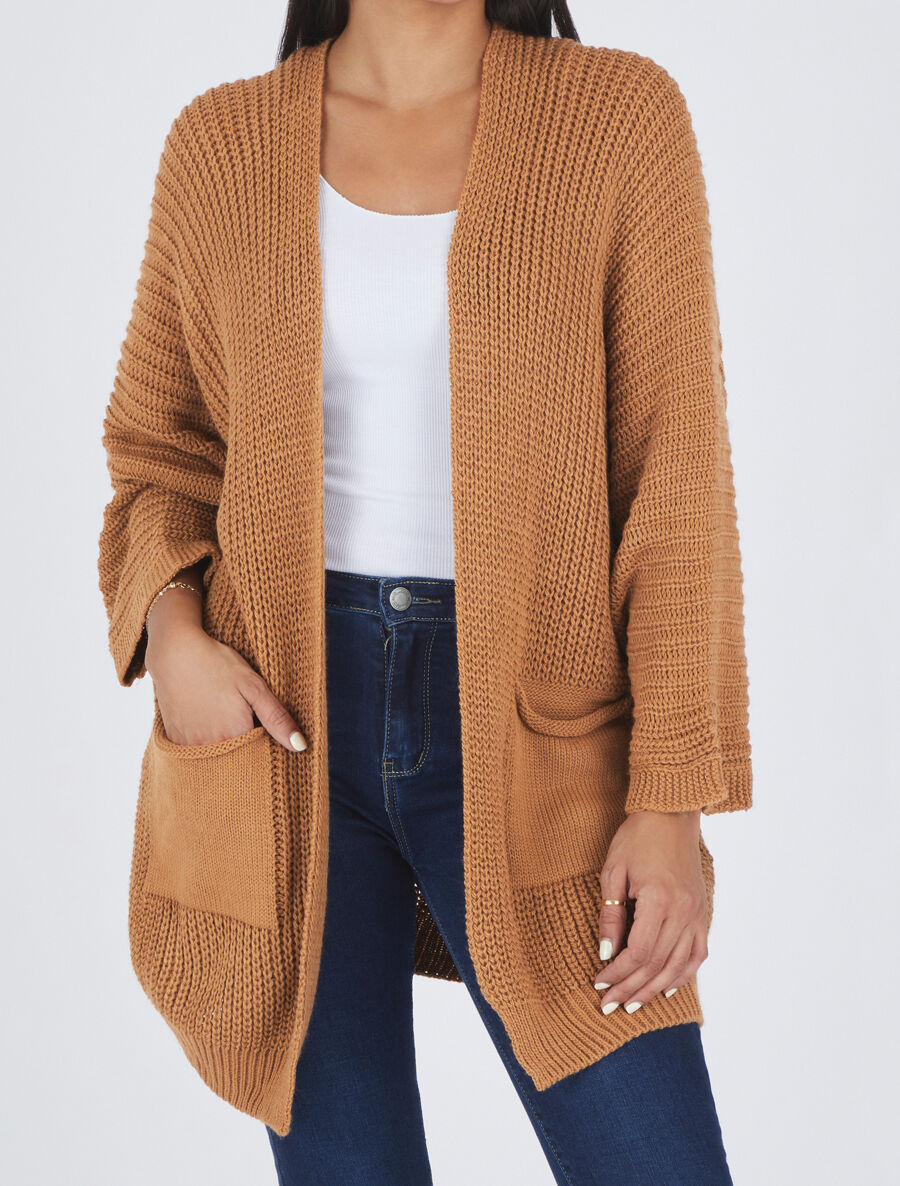 Gilet mi-long ample - Camel - 4