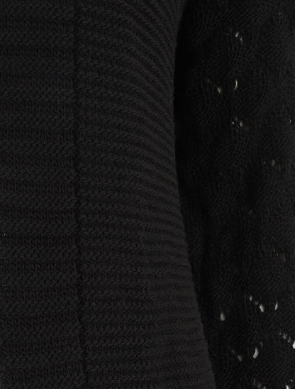 Gilet long uni à manches longues - Noir - 3