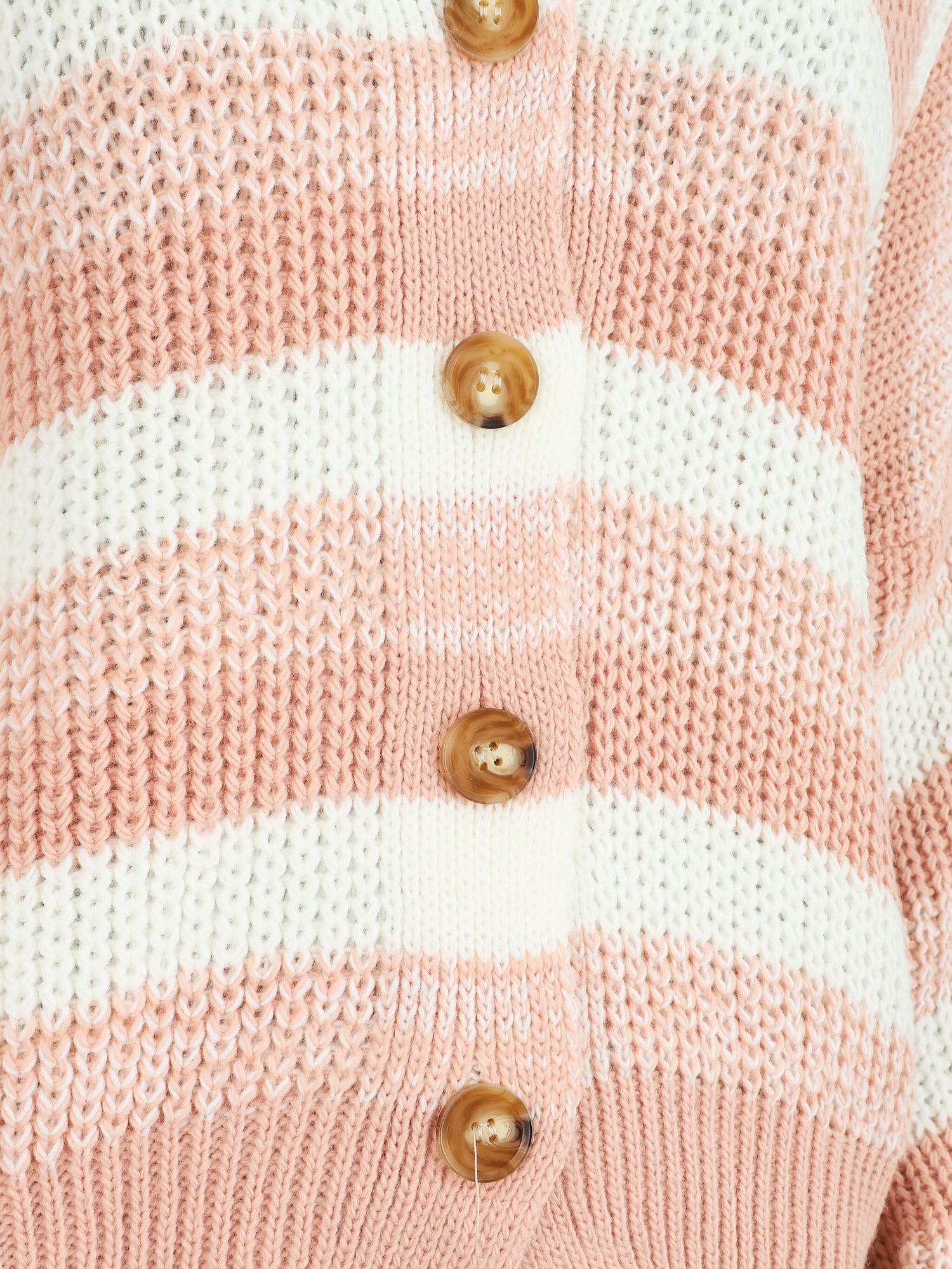 Cardigan à rayures et bords côtelés - Rose - 3