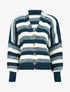 Cardigan à rayures et bords côtelés - Bleu canard - 5