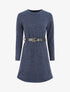 Robe pull droite à manches longues - Bleu foncé - 1