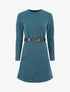 Robe pull droite à manches longues - Bleu canard - 1